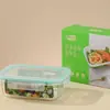 Caixa de Almoço de Vidro para Micro-ondas, Caixa de Almoço Aquecida e Isolada, Caixa de Almoço para Estudantes, Série Cor Cristal, Pote para Conservar Fresco, Conjunto de Três Peças, Conjunto de Cinco Peças