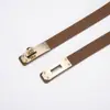 Cinturón fino para mujer abrigo falda retro suéter traje Maillard atado a la cintura hebilla dorada simple sello de cintura fina para mujer