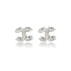 Pendientes de botón pequeños de doble C de circón, simples y exquisitos, de aguja plateada, pendientes de moda y versátiles para ir al trabajo, accesorios para orejas de lujo ligero personalizados de alta gama