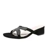 Moda de Comercio Exterior Tallas Grandes Sandalias de Tacón Grueso para Mujer Mujer 2026 Verano Nuevas Sandalias de Una Tira con Pedrería Estilo Hada para Mujer