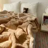 Ins manta de pelúcia com coelho jacquard estilo coreano inverno espessada quente capa de sofá manta xale manta dupla 4