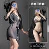 Lencería Sexy de Talla Grande Sexy Transparente Camisón de Tres Puntos Pijama de Encaje Traje de Tres Piezas 8801
