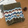 Otoño e Invierno Navidad y Año Nuevo Estilo Coreano Cálido Retro Bufanda de Alta Gama Estilo Fair Isle Bufanda de Punto para Mujer