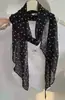 Lenço de Seda com Bolinhas Pretas, Estilo Gravata de Pescoço, Novo Modelo 2025, Lenço Longo, Fita Decorativa Fina para Primavera e Verão para Mulheres