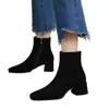Botines de mujer, nueva colección primavera/otoño 2026, tacón grueso, punta fina, tacón medio, botines, gamuza, botas versátiles