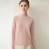 Coleção Outono e Inverno, prêt-à-porter premium, blusa base de malha feminina 100% cashmere puro, gola semi-alta, modelagem solta, suéter pullover emagrecedor