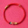 Elemento Zodiaco Color Puro Mezclado Cuerda Tejida a Mano Pulsera de Oro Madera Agua Fuego Tierra para Hombres y Mujeres Venta al por Mayor Estilo Simple