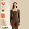 Ropa Interior Térmica de Otoño e Invierno para Mujer, Ropa Interior Térmica Gruesa Calentadora Capa Base Ropa Térmica, Tops y Pantalones Térmicos Sin Costuras de Cationes y Aceite de Coco