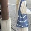 Bolso de Hombro de Punto Color Sólido Estilo Coreano Ins, Bolso de Mano Hueco, Bolso Tote de Gran Capacidad, Bolso Cruzado para Mujer