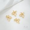 14K Ouro Preservando a Cor Gloss Line Bow Pingente Pingente Feito à Mão DIY Pérola Pulseira Colar Acessórios