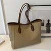 Atacado Transfronteiriço Casual Estilo Coreano Simples Cor Contrastante Bolsa Tote de Axila Moda Feminina Elegante Grande Capacidade Bolsa de Ombro Textiva