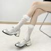 Calcetines de Encaje con Lazo Lolita Blancos Encaje Puro Calcetines Cortos Calados Mary Jane Jk Japoneses Calcetines de Media Caña Mujer