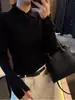 Camisa Polo de tricô elegante e sofisticada no estilo "old money" para mulheres, top de base de alta qualidade para outono e inverno, blusinha estilosa