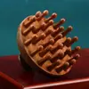 Peine Masajeador de Sándalo Dorado, Peine para Meridianos de la Cabeza, Tapa de Olla, Peine para Uñas, Peine de Sándalo de Dientes Gruesos, Peine Redondo, Peine para el Cuidado del Cabello y la Salud