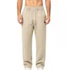 Calça Casual Masculina Amazon Outono e Inverno Europeu e Americano Jacquard Pesado Calça de Moletom Cintura com Cordão Versátil Perna Reta Calça Longa
