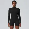 Mono de Manga Larga con Media Cremallera Ajustado Ropa de Fitness para Mujer, Ropa de Fitness de Manga Larga para Ciclismo y Running, Ropa de Fitness para Levantar Glúteos y Adelgazar