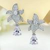 Pendientes de gota de agua grandes con microincrustaciones de diamantes y flores para mujer, elegantes y de lujo, regalo de celebridades en línea
