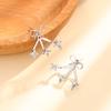 Pendientes de estrella de cuatro puntas con incrustaciones de diamantes, pendientes de estrella de tres garras, pendientes de estrella cruzada con diseño de moda hueco