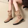 Botas cortas de mujer estilo Martin, forradas de polar, cálidas, nuevo estilo otoño/invierno 2026, talla pequeña, con diseño texturizado de tacón apilado, botas de algodón de caña media con suela gruesa