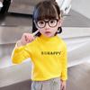 Camisa de terciopelo con cuello alto y estampado de letras para niños, otoño e invierno 2023, camiseta de manga larga, top cálido para niños