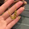 Colar com Borla de Moeda Cinco Imperadores Gelo Quebrado Feminino Pingente Dourado da Sorte Chinês Antigo Joia de Corrente para Clavícula