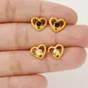 Brincos de Coração com Diamante Retrô Europeus e Americanos Ins Geométricos Normcore Aço Inoxidável Brincos em Formato de Coração Acessórios de Joias DIY Estoque Pronto