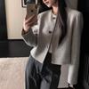 Nuevo Top Retro de Cuello Redondo de Botones Sencillos Rayado Holgado Corto Chaqueta Estilo Chanel Chaqueta de Moda Elegante