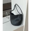 Capa Superior Cuero Vacuno Bolso Tejido Hecho a Mano 2025 Nuevo Estilo Vacacional Retro Ligero Bolso de Hombro Tipo Cubo Bolso Cruzado de Cuero Genuino para Mujer