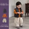 Chaleco de algodón a cuadros retro, de corte holgado, con cuello alto, acolchado para abrigar, una prenda exterior versátil de invierno para niños pequeños