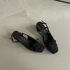 Sandálias Fechadas Confortáveis com Laço de Rebite para Mulheres Verão Estilo Francês Roupa Externa Para Ir ao Trabalho Salto Alto Salto Grosso Sapatos Únicos