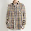 2026 Nueva Camisa de Manga Larga a Cuadros para Hombre Transfronteriza, Moda Trendy con Diseño Único de Etiqueta de Color, Elegante Camisa Casual