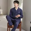 Pijama para Hombre, de Manga Larga y Pantalón Largo, con Cuello de Solapa, Engrosado para Calidez, Sencillo y Casual, Adecuado para Usar Afuera, Conjunto para Estar en Casa