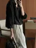 Camisa Fina Transparente de Tencel con Mangas Largas para Mujer Venta de Liquidación Primavera/Verano 2025 Nuevo Top Holgado Transpirable Vergam*T