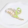 Novo Estilo Presilha de Cabelo com Pérolas e Strass, Presilha de Tubarão Quadrada Semi-Curva em Formato de Coração para Mulheres, Ornamento de Cabelo Brilhante com Strass