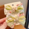 Nuevo Pasador de Pelo con Lazo de Encaje y Perlas para Niñas Pinza Lateral para Bebé Accesorio para el Cabello Bordado de Flores Super Hada