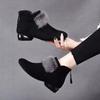 Botas de Algodón para Mujer Otoño e Invierno 2025 Nuevas Botas Cortas para Mujer Tacón Grueso Forro Polar Zapatos de Algodón Moda Puntera Redonda Tacón Bajo Botas de Mujer
