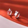 Pendientes de plata 925 con forma de conejo y aguja para mujer. Pendientes de esta vida. Pendientes asimétricos de conejo y rábano. Hebilla para la oreja.
