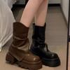 Nuevas Botas Otoño 2026, Botines Cortos de Tacón Grueso de Moda, Estilo Británico, Botas tipo Martin Súper Elegantes y Populares