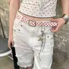 Cinto Polka Dot Tendência Y2K para Mulheres, Estilo Millennial Doce e Descolado, Combinado com Jeans, Cinto de Couro Color-Blocking, Acessório de Cintura de Alta Qualidade