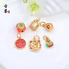Contas Espaçadoras Antigas de Esmalte Dourado com os Caracteres para Felicidade e Bênção, Pingente de Selo, Acessórios para Joias de Pulseira Colar Feitos à Mão DIY