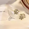 Novos Brincos Flor de Diamante com Pérolas Coreanas, Estilo Nicho, Versátil, Brincos de Design de Alto Padrão para Vendas Transfronteiriças