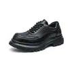 Zapatos de cuero de suela gruesa estilo retro para jóvenes, zapatos de cordones de caña baja de moda para hombre, zapatos de moda británicos para hombre que aumentan la altura