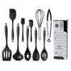 Utensílios de silicone para cozinha, conjunto de dez peças de espátulas e colheres para uso doméstico, ferramentas de panificação, resistentes a altas temperaturas, conjunto de presentes para panelas antiaderentes