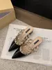 Estilo caliente elegancia francesa tachonados tacones altos mules de punta cerrada para mujer moda de exterior 2026 sandalias de punta fina tacón grueso