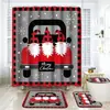 Nuevo Producto de Comercio Exterior: Decoración de Baño Estilo Cuento de Hadas Navideño con Estampado de Papá Noel y Muñeco de Nieve Cortina de Ducha Juego de Cuatro Piezas con Alfombrilla de Piso