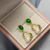 Pendientes Asimétricos Estilo Coreano Retro Imitación Piedra Ojo de Tigre para Mujer Nicho Maillard Perla Natural Personalizados Pendientes de Alta Gama