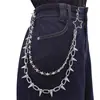 Moda Nova Amazon Rebite de Duas Cabeças Estrela de Cinco Pontas Acessórios Corrente de Metal para Calças Personalidade Alto Senso Homens