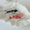 Presilha de Cabelo Pequena Pato Bico de Peixe Padrão Acetato Doce 2025 Novo Acessório de Cabelo Design de Nicho Presilha para Franja