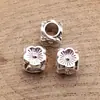 8.2X8X8Mm 1.7g Color Plata Antigua Flor de Cuatro Caras con Agujero Grande Cuentas Accesorios para Joyería DIY Venta Caliente Directo del Fabricante