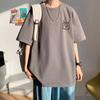 Camiseta de Manga Corta para Verano para Niños con Estampado de Letras Camiseta Holgada de Marca Popular para Adolescentes Niños Estilo Japonés de Media Manga para Pareja
